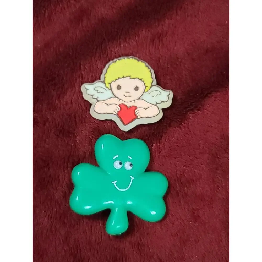 Bundle Of 2 Holiday Pins Valentines Cupid/St. Patrick's Day Clover Wiggly‎ Eyes